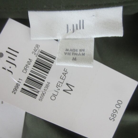 New J Jill Womens Medium Olive Leaf Green LS Rayon Shirt Blouse Pockets NWT $89 - Picture 4 of 13